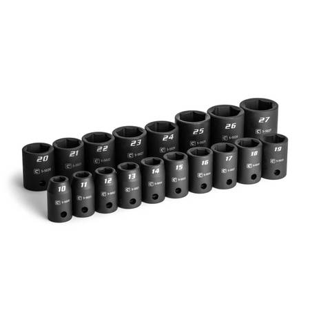 Capri Tools 1/2 in. Drive Shallow Impact Socket Set, 10 to 27 mm, Metric, 18-Piece CP55000-18MS